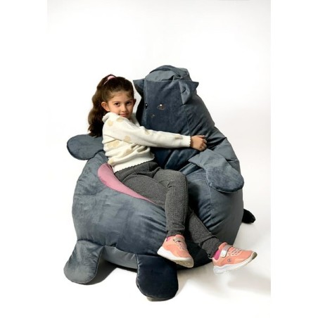 Poef GO GIFT Grijs Oxford Kat 105 x 80 cm