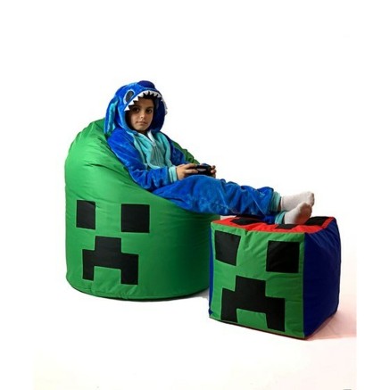 Pouf GO GIFT Vert Oxford minecraft 2