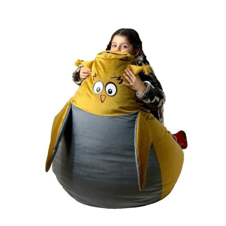 Poef GO GIFT Goud Grijs Fluweel 130 x 90 cm