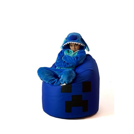 Pouf GO GIFT Bleu Oxford minecraft 2