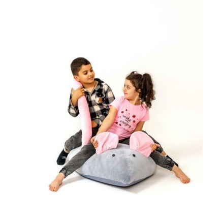 Pouffe GO GIFT Grey Pink Oxford Mouse 2