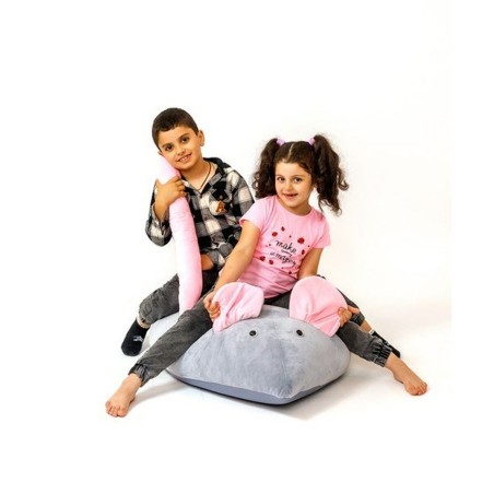 Poef GO GIFT Grijs Roze Oxford Muis