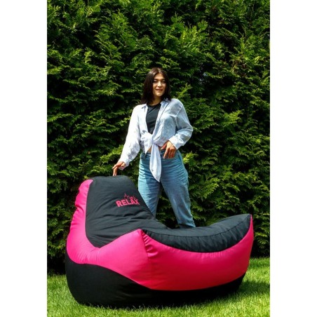 Puff GO GIFT Negro Rosa Oxford tejido antidesgarros 140 x 100 x 100 cm