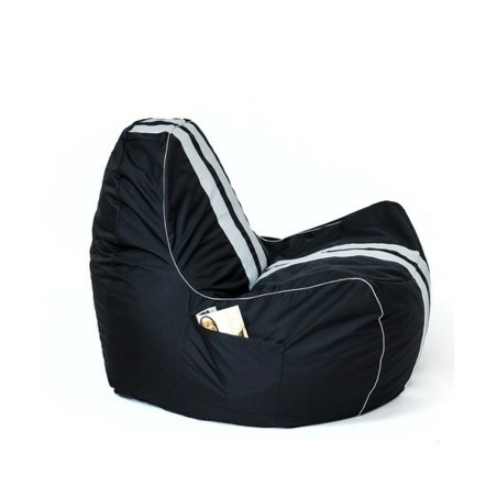Poef GO GIFT Wit Zwart Oxford tejido antidesgarros 140 x 100 x 100 cm