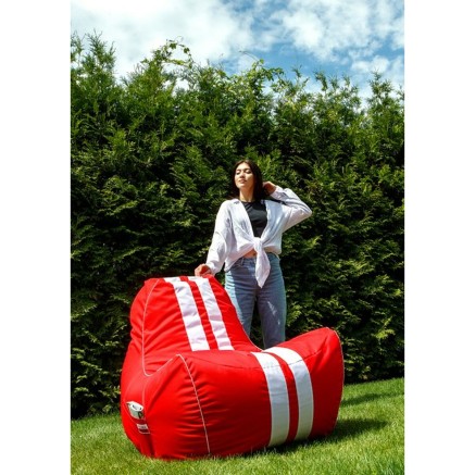Puff GO GIFT Weiß Rot Oxford tejido antidesgarros 140 x 100 x 100 cm 2