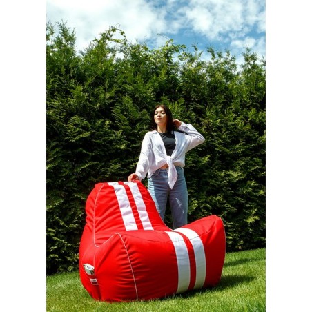 Pouf GO GIFT Blanc Rouge Oxford tejido antidesgarros 140 x 100 x 100 c