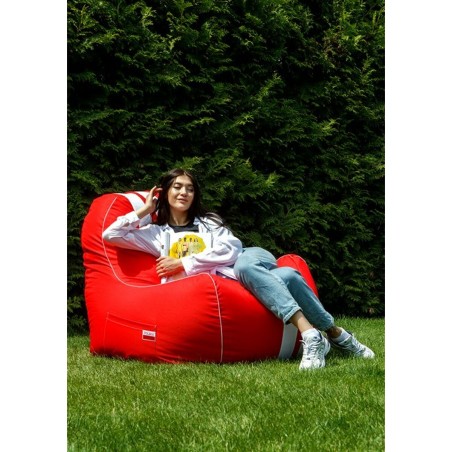 Pouf GO GIFT Blanc Rouge Oxford tejido antidesgarros 140 x 100 x 100 c