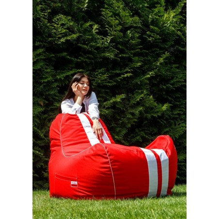 Pouf GO GIFT Blanc Rouge Oxford tejido antidesgarros 140 x 100 x 100 c