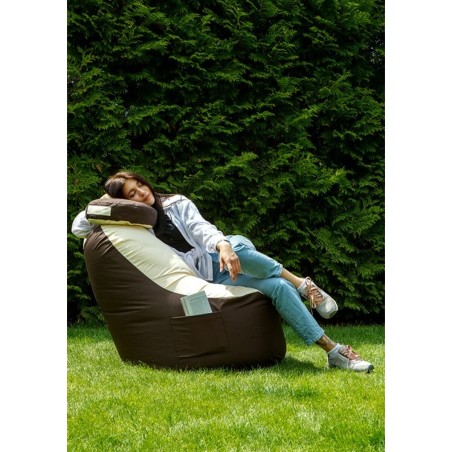 Pouffe GO GIFT Beige Bronze Oxford tejido antidesgarros 120 x 90 x 90