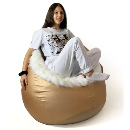 Puff GO GIFT Bianco Oro Oxford tejido antidesgarros