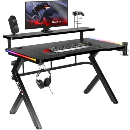 Bureau Gaming Huzaro HZ-Hero 5.0 RGB Zwart Staal Koolstofvezel 116 x 6
