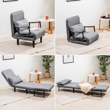 Sofá Cama Convertible Individual 4 en 1 InnovaGoods Negro (Reacondici