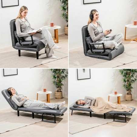 Sofá Cama Convertible Individual 4 en 1 InnovaGoods Negro (Reacondici