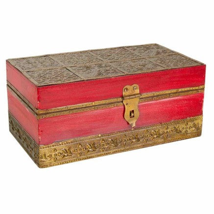 Box-Schmuckkästchen Alexandra House Living Rot Messing Mango-Holz Hol