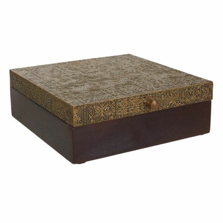 Scatola-Portagioie Alexandra House Living Marrone scuro Ottone Legno d