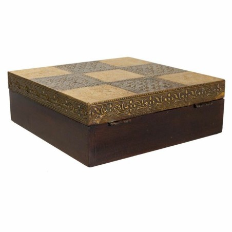 Caja-Joyero Alexandra House Living Marrón oscuro Latón Madera de man