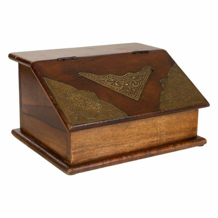Scatola-Portagioie Alexandra House Living Marrone scuro Ottone Legno d