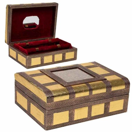 Caja-Joyero Alexandra House Living Dorado Aluminio Madera MDF 20 x 7 x