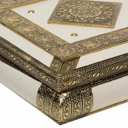 Caja-Joyero Alexandra House Living Blanco Aluminio Madera MDF 25 x 6 x 2