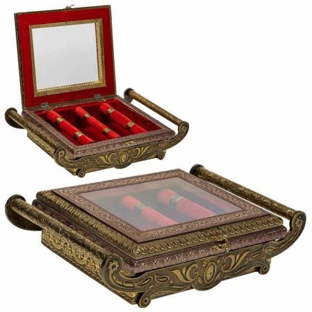 Caja-Joyero Alexandra House Living Cobre Vidrio Aluminio Madera MDF 25
