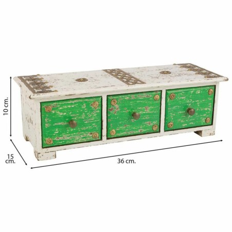 Box-Schmuckkästchen Alexandra House Living Weiß grün Messing Holz M