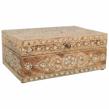 Caja-Joyero Alexandra House Living Blanco Natural Madera de mango Made