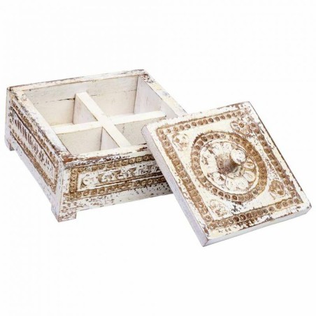 Scatola-Portagioie Alexandra House Living Bianco Grigio Legno di mango