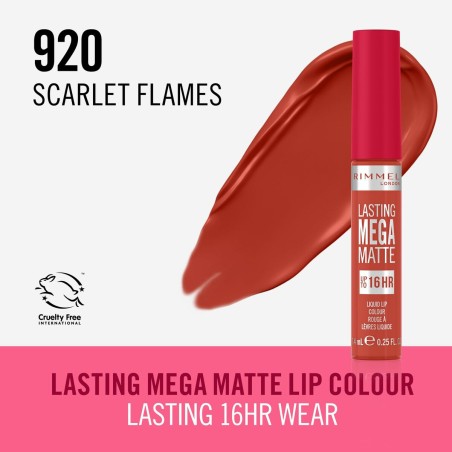 Lipgloss Rimmel London Lasting Mega Matte Nº 920 Scarlet Flames 7,4 m