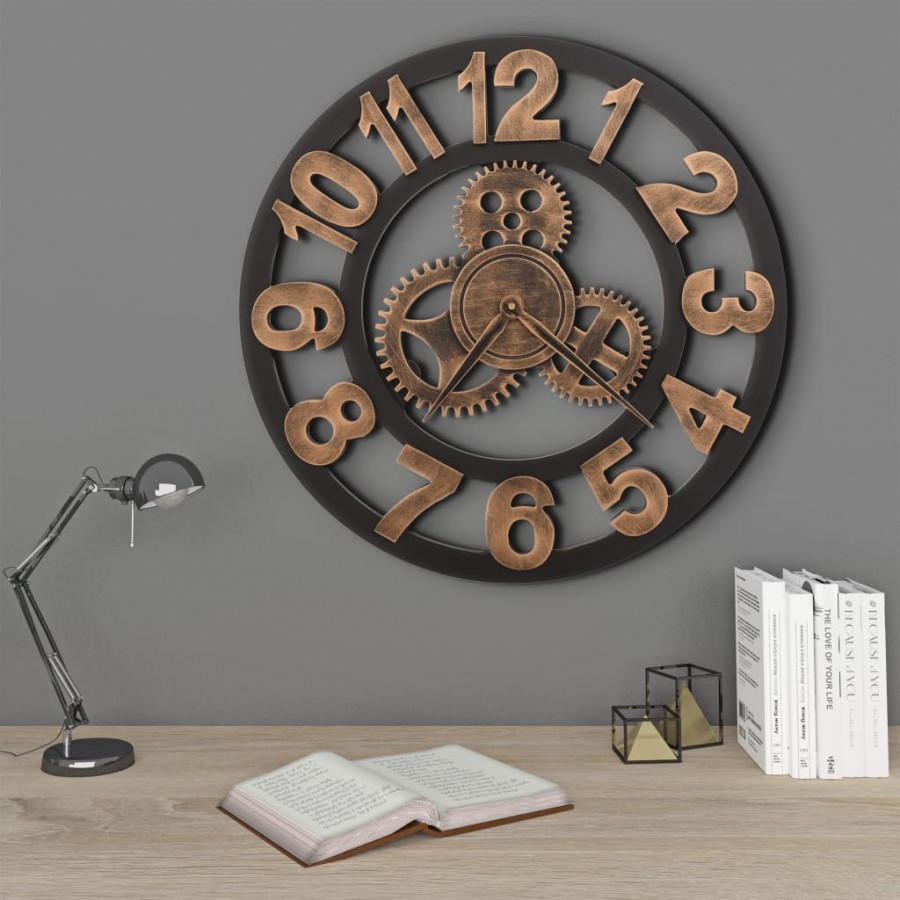 Horloge murale Métal 58 cm Doré et noir