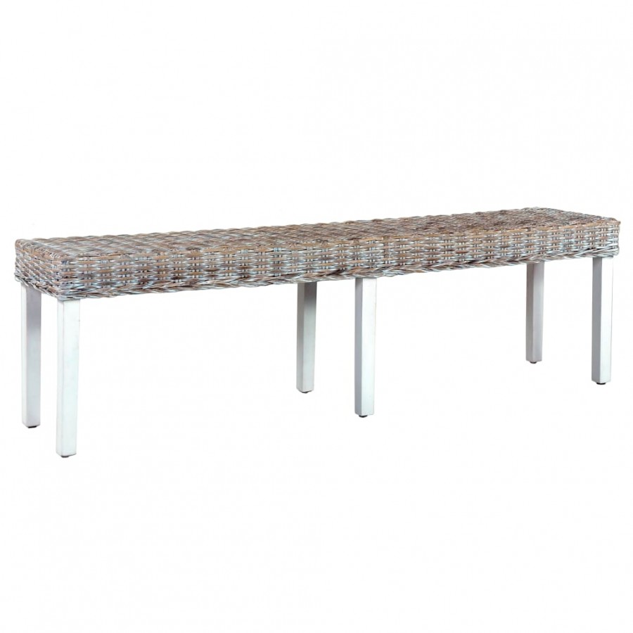 Banc 160 cm Blanc Rotin naturel kubu...