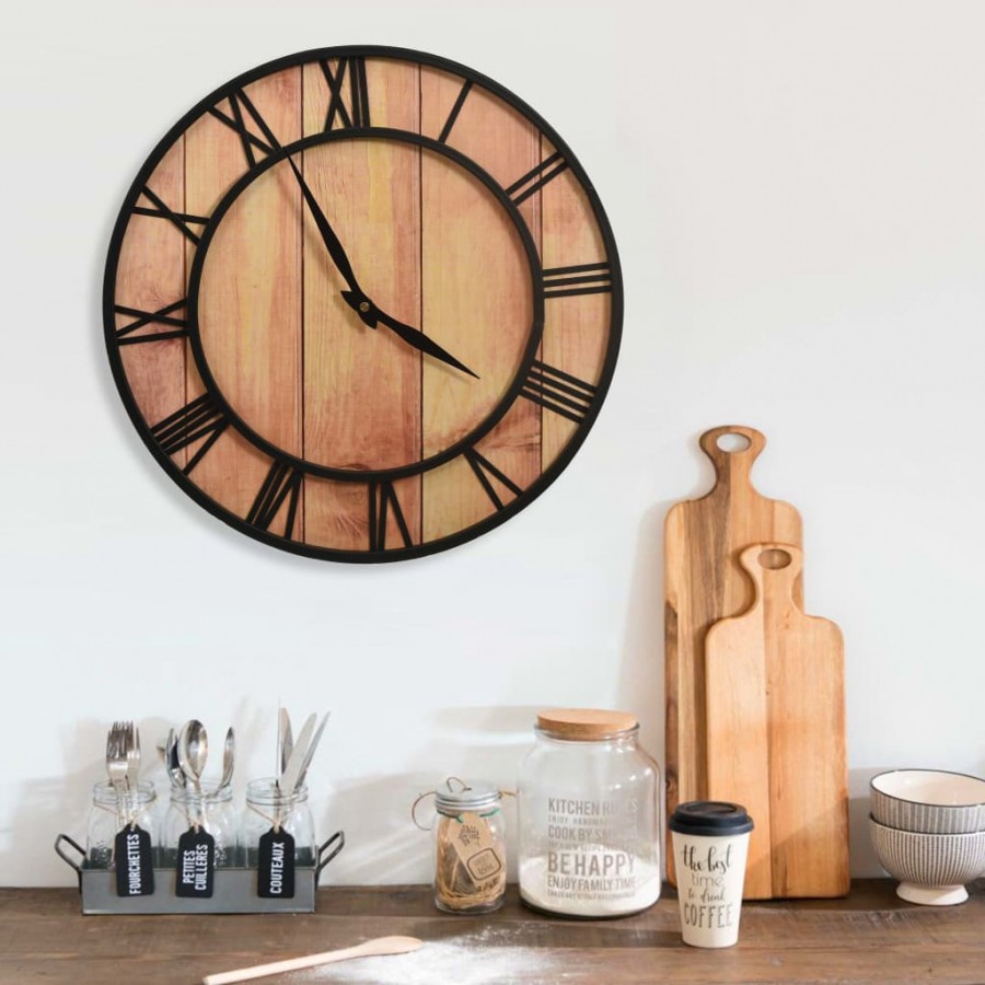 Horloge murale 39 cm Marron et noir...