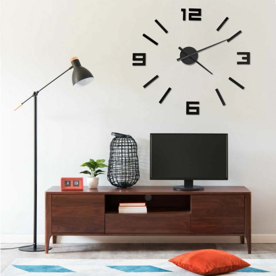 Horloge murale 3D Design moderne Noir...