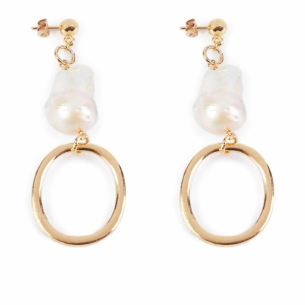 Oorbellen Dames Shabama Balboa Blik Verguld Parels 8 cm