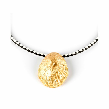 Damenhalskette Shabama Calobra Luxe Messing Goldenes Blitzbad Leder 38