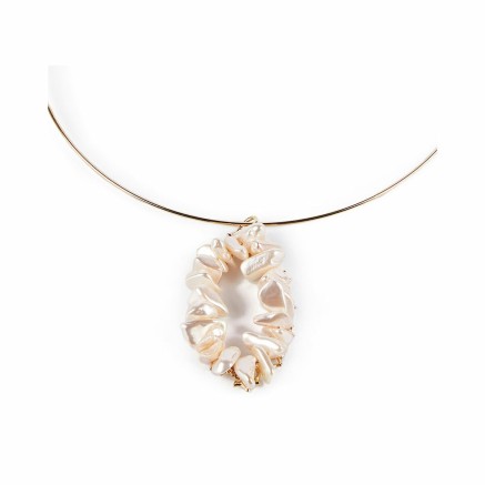 Collana Donna Shabama Mississippi Luxe Ottone Bagno di flash oro Perli