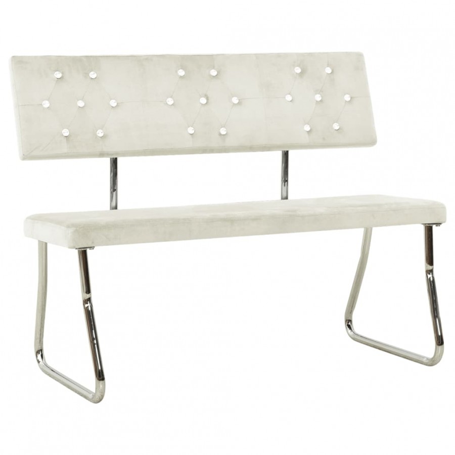 Banc 110 cm Blanc crème Velours