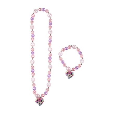 Set van Ketting en Armbanden Minnie Mouse Roze 2 Onderdelen