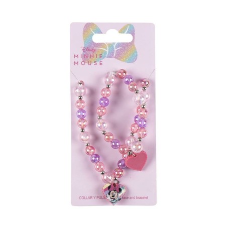 Set van Ketting en Armbanden Minnie Mouse Roze 2 Onderdelen