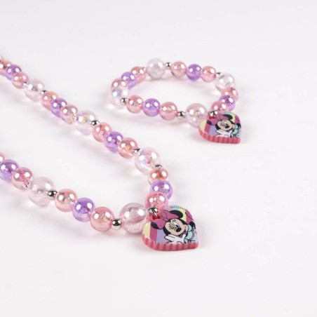 Set van Ketting en Armbanden Minnie Mouse Roze 2 Onderdelen
