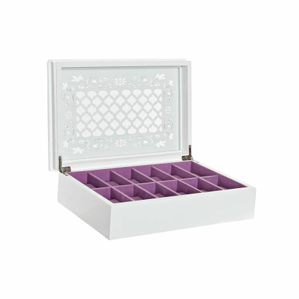 Caja-Joyero DKD Home Decor Relojes 29 x 20 x 9,5 cm Cristal Lila Blanc