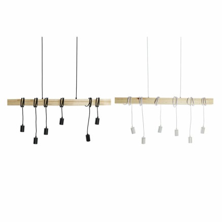 Ceiling Light DKD Home Decor Black Metal Wood White 220 V 50 W (100 x