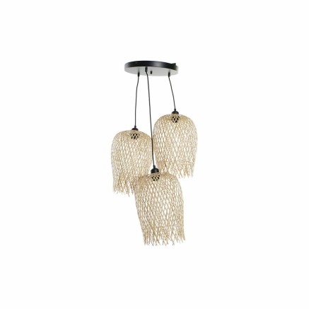 Deckenlampe DKD Home Decor Schwarz Hellbraun Metall Bambus 50 W Tropic