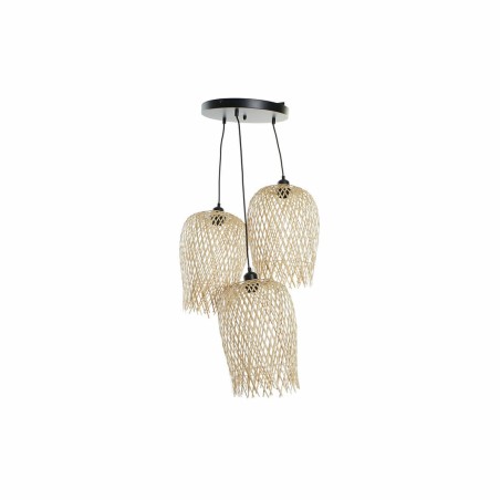 Ceiling Light DKD Home Decor Black Light brown Metal Bamboo 50 W Tropi