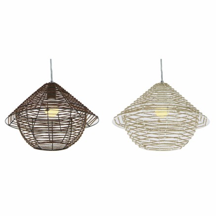 Lampadario DKD Home Decor Bianco Marrone Nero Naturale Metallo Corda P