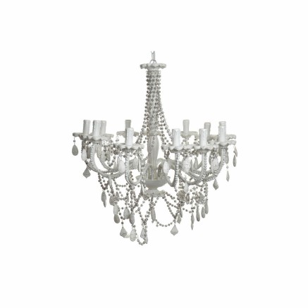 Lampadario DKD Home Decor Bianco Metallo Plastica 40 W Romantico Decap