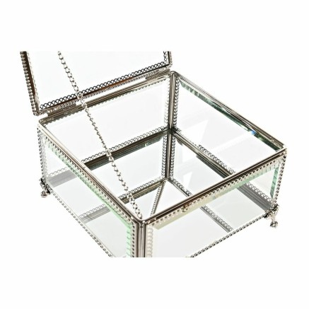 Caja-Joyero DKD Home Decor Cristal Metal 16 x 16 x 10 cm Plateado Tran 2