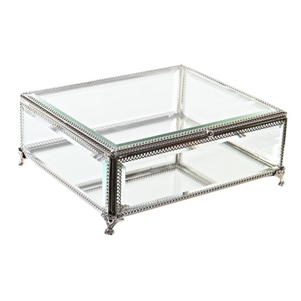 Scatola-Portagioie DKD Home Decor Trasparente Argentato Metallo Crista