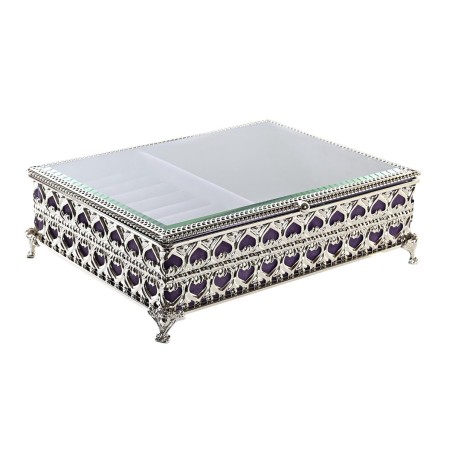 Doos-Juwelenkistje DKD Home Decor Kristal Metaal 24 x 18 x 7 cm Zilver
