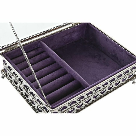 Doos-Juwelenkistje DKD Home Decor Kristal Metaal 24 x 18 x 7 cm Zilver