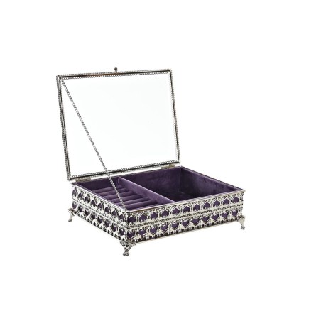 Doos-Juwelenkistje DKD Home Decor Kristal Metaal 24 x 18 x 7 cm Zilver